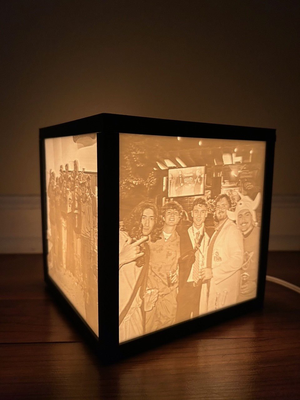 Large personalized lithophane photo box, 5.9 by 5.9 inches