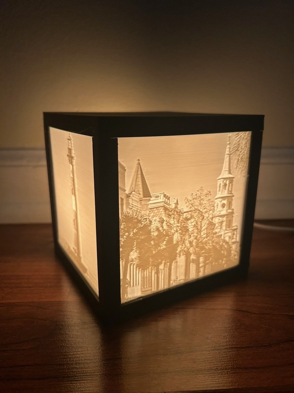 Small personalized lithophane photo box, 4.5 by 4.5 inches