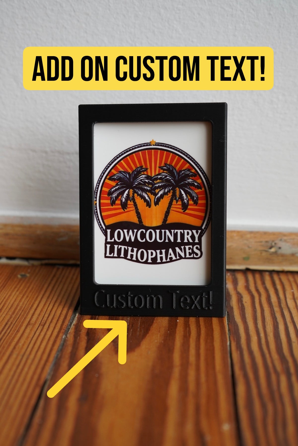 Single Polaroid picture frame with an add-on custom text option